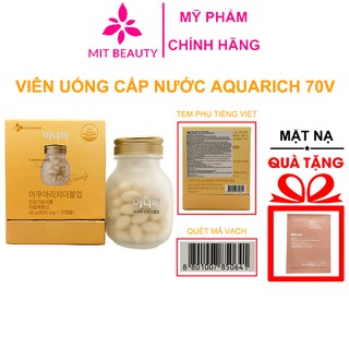 Viên Uống Cấp Nước Aqua Rich Bổ Sung Collagen Giữ Ẩm Cấp Nước Chống Nắng Cho Da Sáng Mịn Hộp 70v