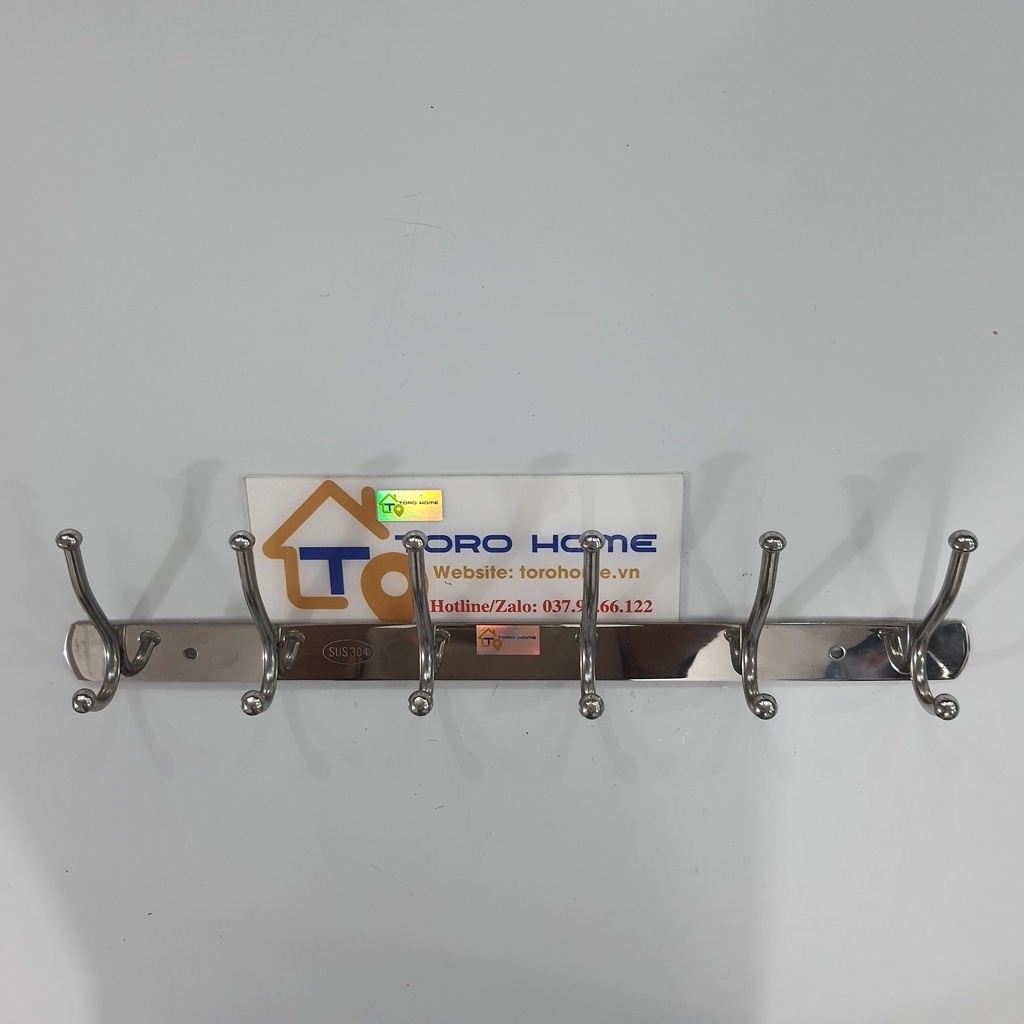 Móc áo inox 304 loại đầu bi, cụm móc đôi MA-13 Toro Home, Cam kết chất liệu inox Chuẩn 304