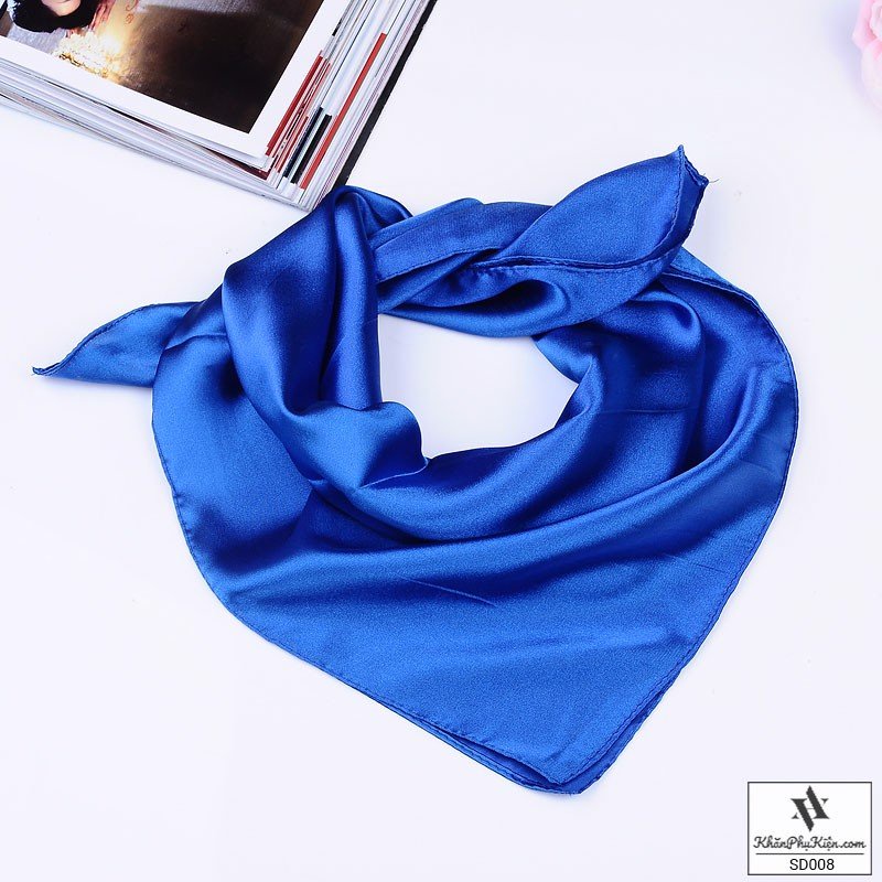 Khăn Lụa Vuông Công Sở 60 60x60cm Màu Xanh Dương Khăn quàng thời trang nữ văn phòng turban bandana cao cấp sang trọng