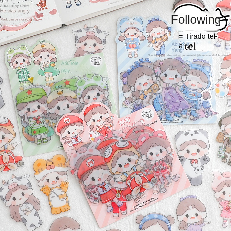 ✔️24 Cái / Gói ❤️Miếng Dán Hoạt Hình Chống Thấm Nước Trang Trí Nhật Ký Độc Đáo