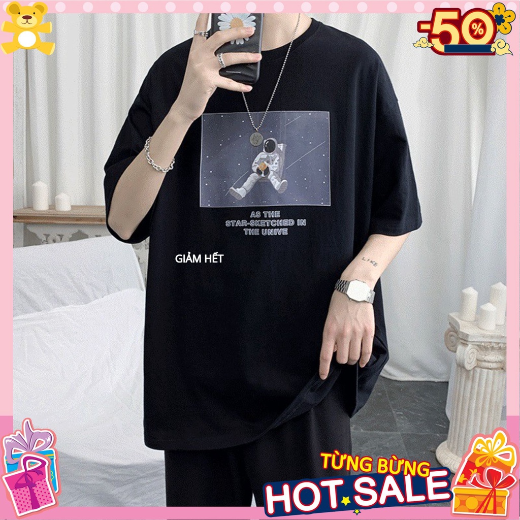 Áo thun nam nữ Cá Tính in hình phi hành gia Phong Cách Hàn Quốc Form Rộng Unisex