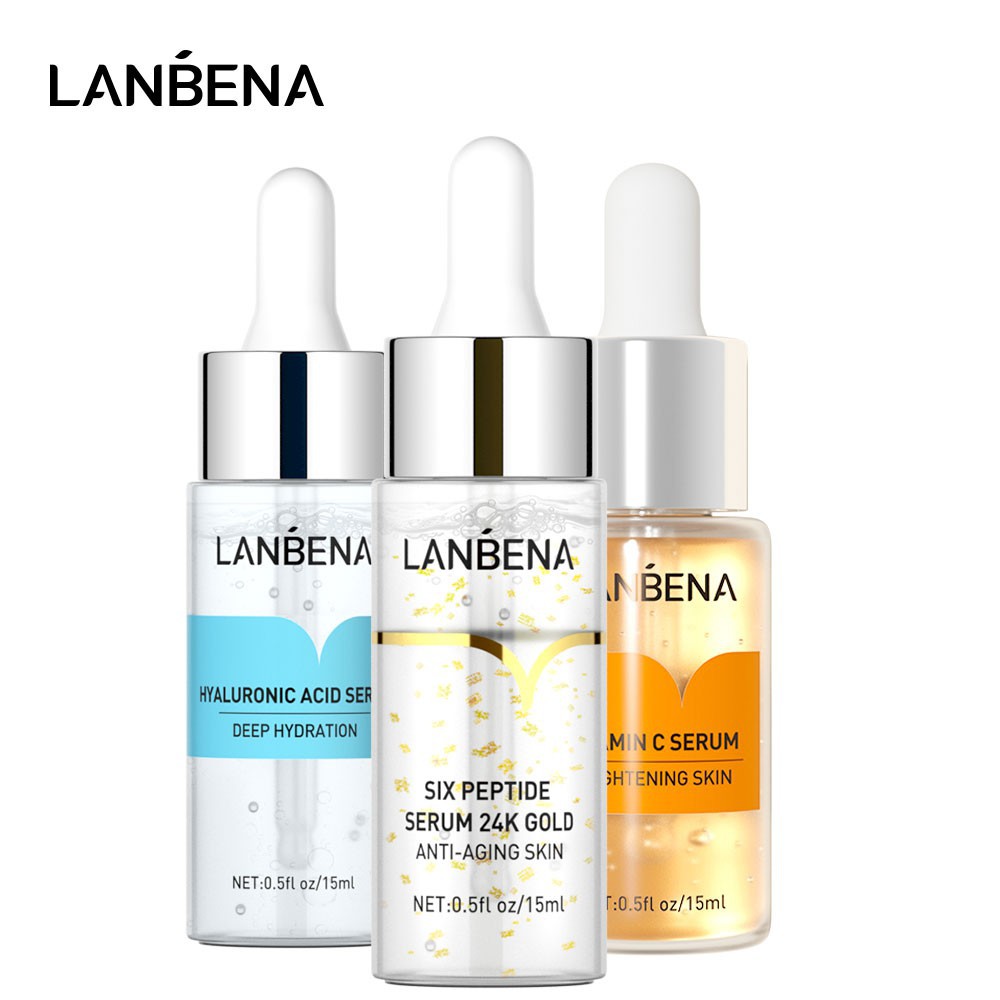 Set tinh chất Lanbena Vitamin C + chiết xuất vàng 24k + Hyaluronic Acid chống lão hóa dưỡng ẩm làm trắng sáng da