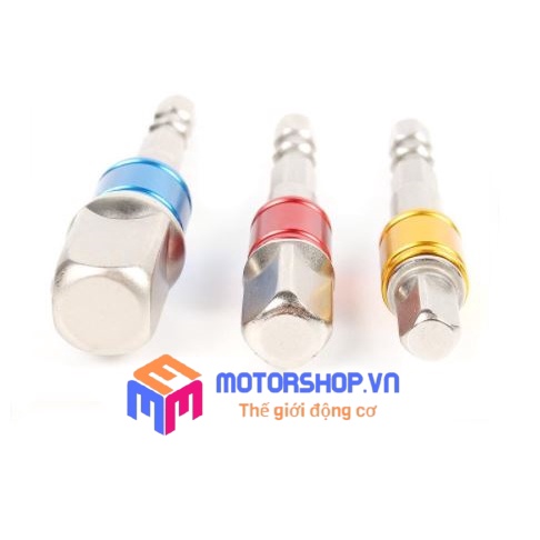 BỘ 3 ĐẦU CHUYỂN ĐỔI VẶN KHẨU THÂN LỤC GÍAC SANG BULONG 1/2, 3/8, 1/4 INCH CHO MÁY KHOAN