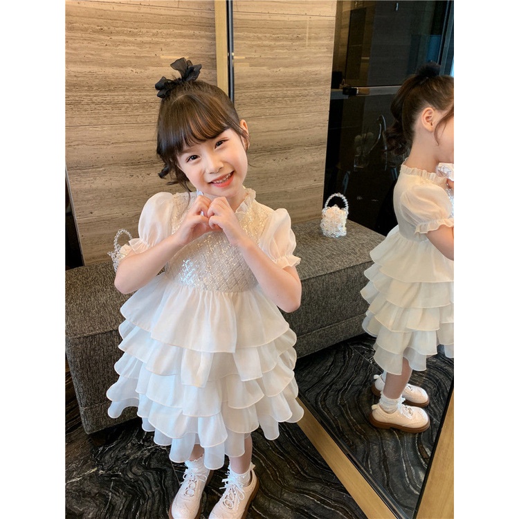 Đầm Công Chúa Phồng Ngắn Tay Dễ Thương Cho Bé Gái