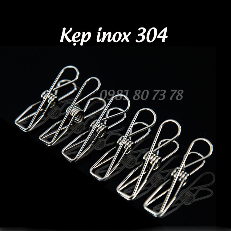 10 kẹp inox 304 phơi quần áo (kẹp sợi)