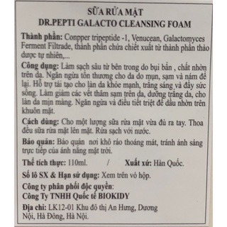 Sữa Rửa Mặt Dr.Pepti Galacto