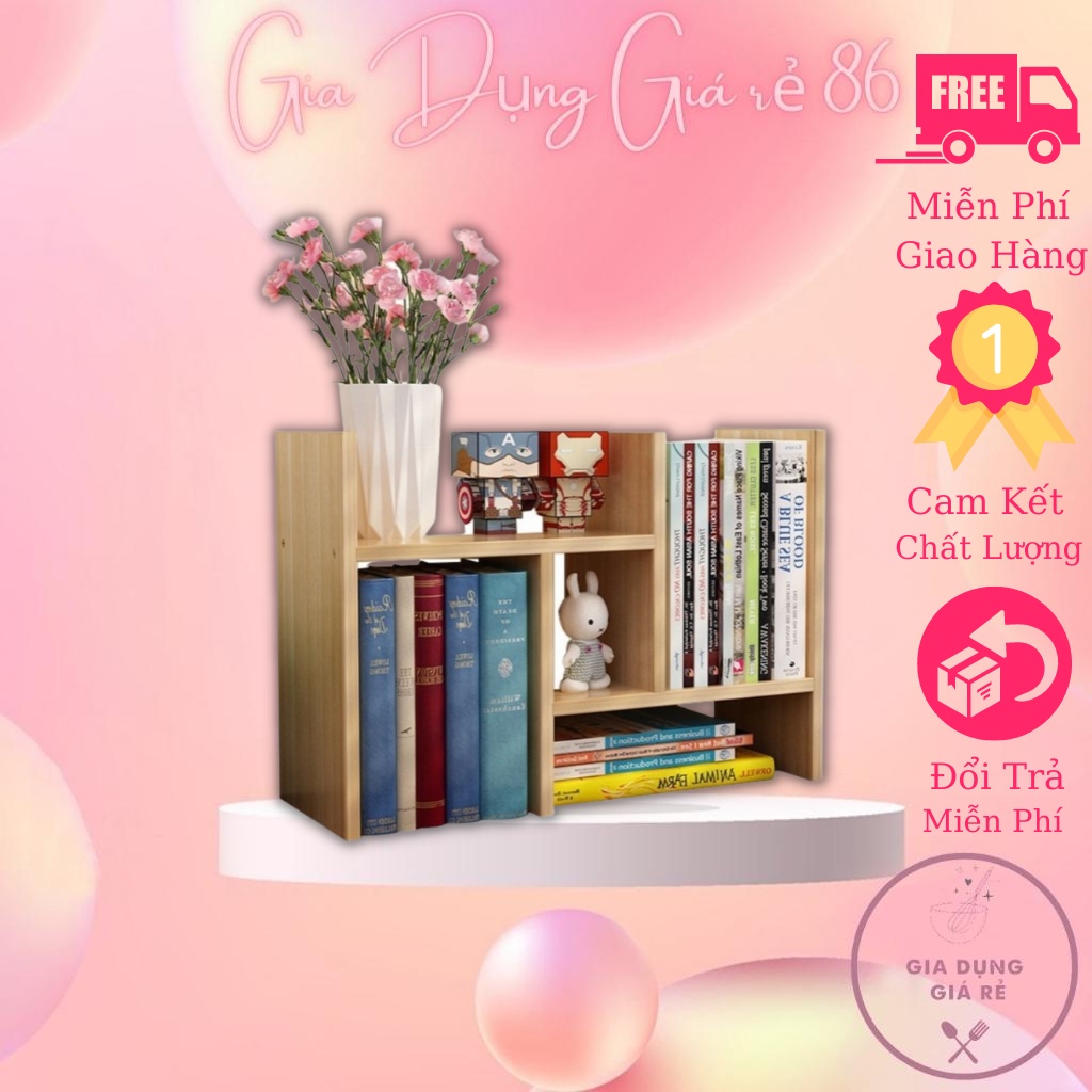 Kệ giá sách để bàn mini đa năng bằng gỗ hàng tự lắp ráp thông minh tiện dụng
