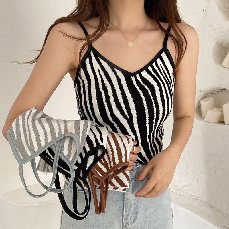 Áo Croptop Sát Nách Hoạ Tiết Ngựa Vằn Phong Cách Hàn Quốc