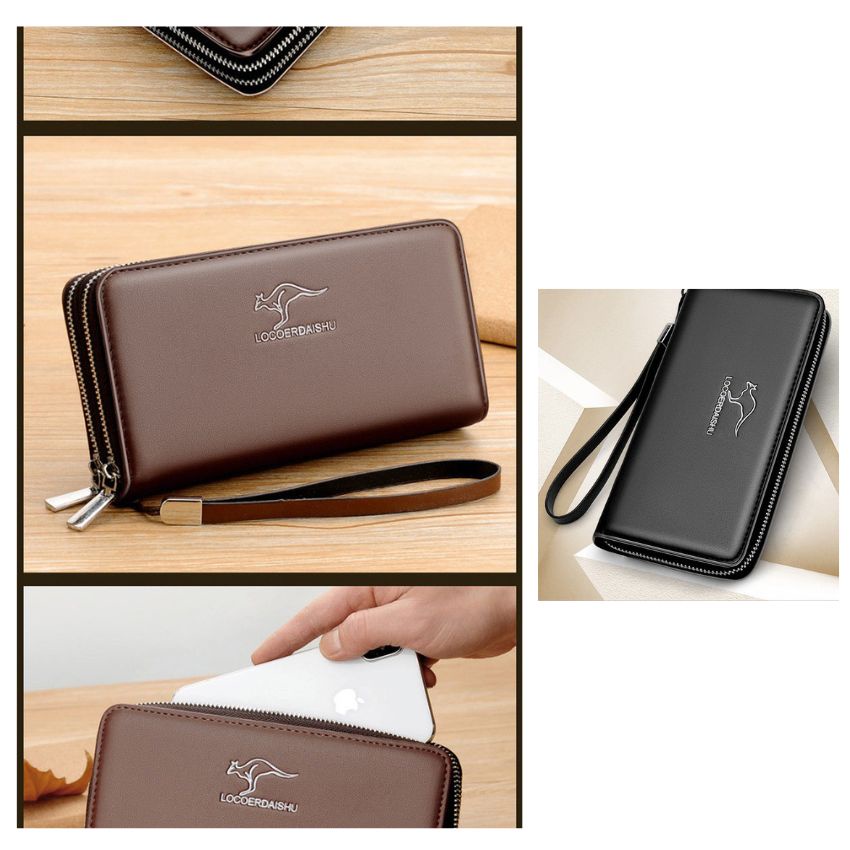 Ví Nam Cầm Tay Cao Cấp Nhiều Ngăn Phong Cách Châu Âu Da Simily Ép Nhiệt Không Bong Tróc Da