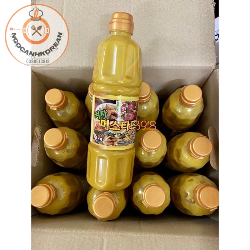 &lt;SỈ&gt; Một thùng mù tạt vàng cay Chungwoo 12 chai loại 1kg