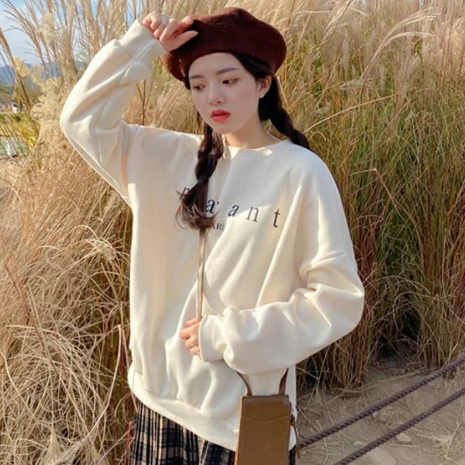 áo sweater nữ nhập khẩu Hàn Quốc dáng Unisex tay dài form rộng in chữ marr siêu đẹp