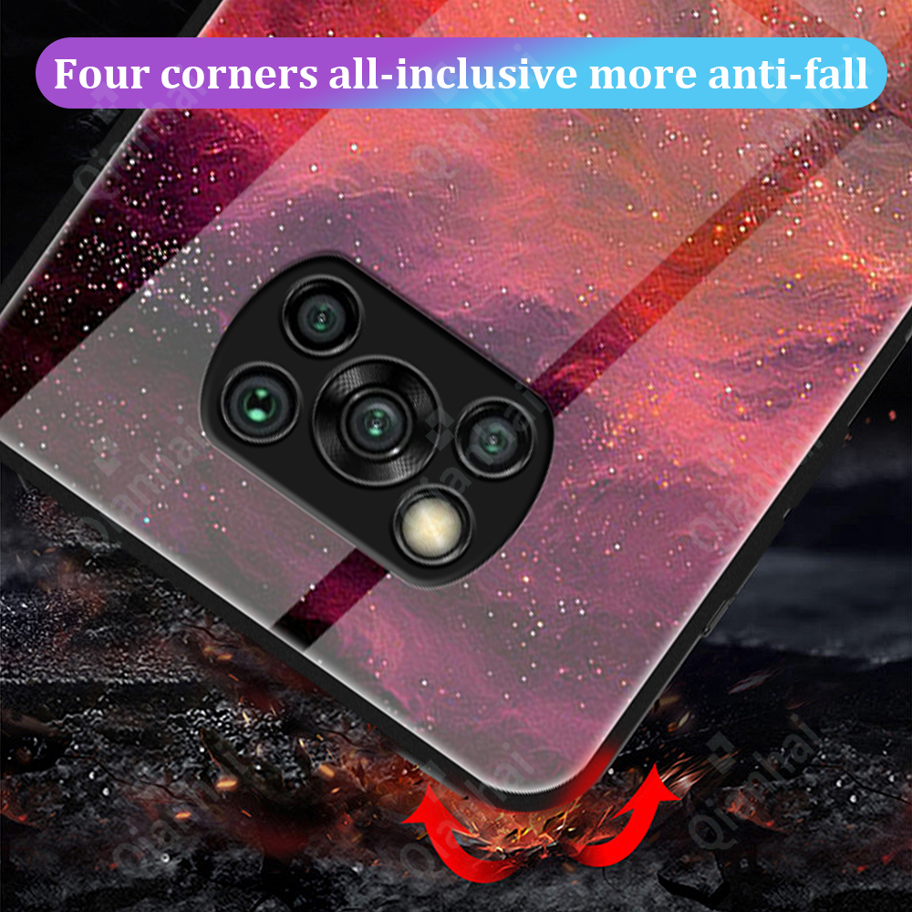 Ốp điện thoại tráng gương chống sốc thiết kế sao trời và mặt trăng độc đáo cho Xiaomi Poco X3 Nfc