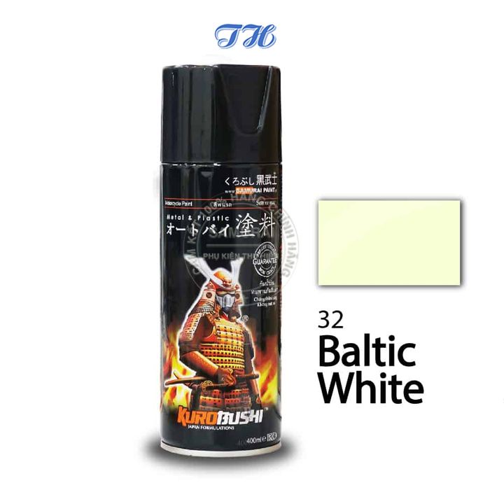 Combo 4 chai sơn samurai 32 Màu trắng Baltic gồm: uch210 - 2/102 - 32 - k1k - giấy nhám p800