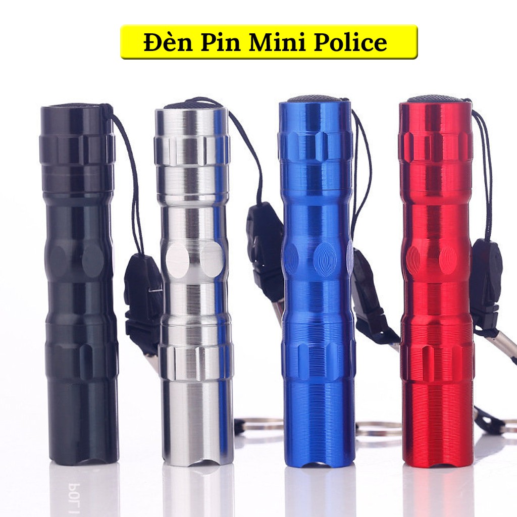 Đèn Pin Mini Siêu Sáng Police 3W – Có Tặng Kèm Dây Móc Treo Chìa Khóa