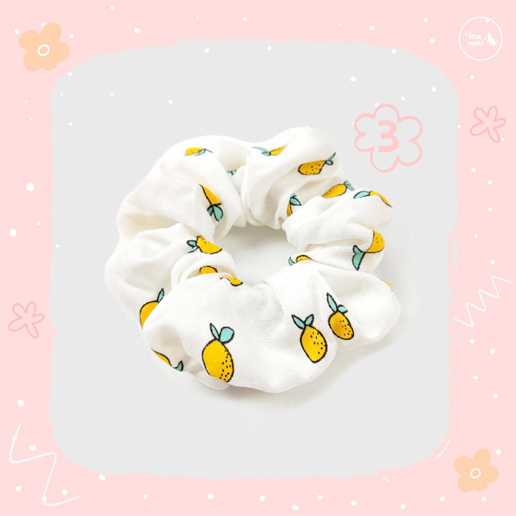 Dây Buộc Tóc Bé Gái Scrunchies Mismeow Họa Tiết Hoa Quả Thời Trang Retro Hàn Quốc Dễ Phối Đồ