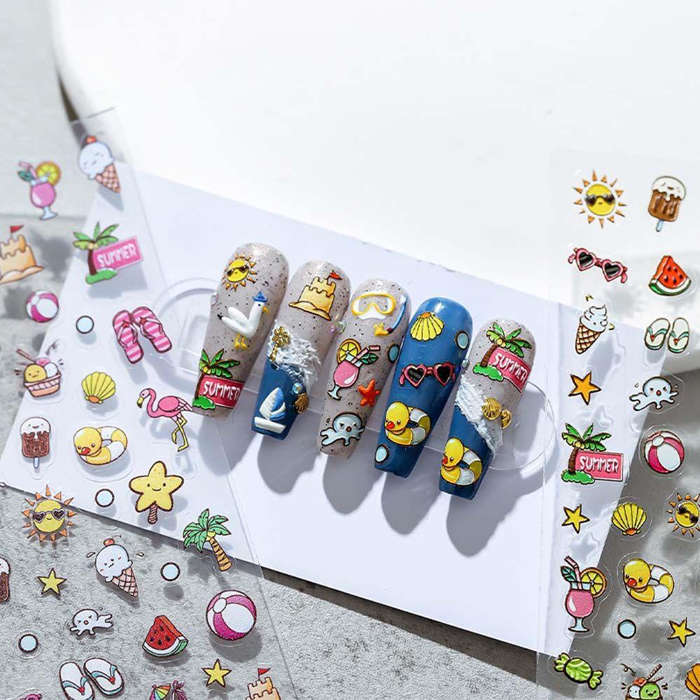 Nhãn Dán Trang Trí Móng Tay 5D Phong Cách Nhật Bản Thời Trang