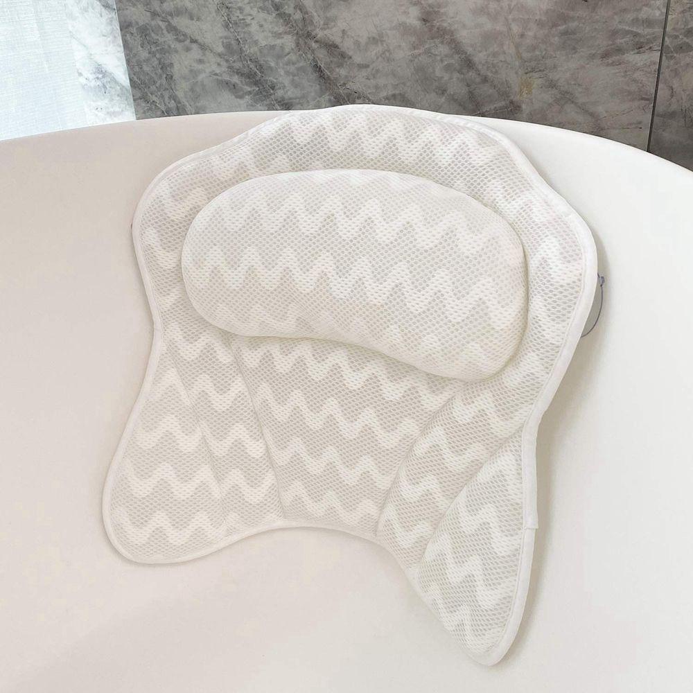 Gối Tựa Đầu Dạng Lưới 3D Thoáng Khí Không Trơn Có Giác Hút Và Giá Đỡ Cho Bồn Tắm
