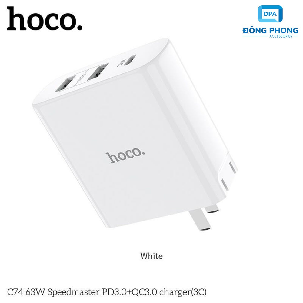 Cốc sạc nhanh Hoco C74 chính hãng , hỗ trợ sạc nhanh QC3.0 PD3.0 45W sạc được cả laptop