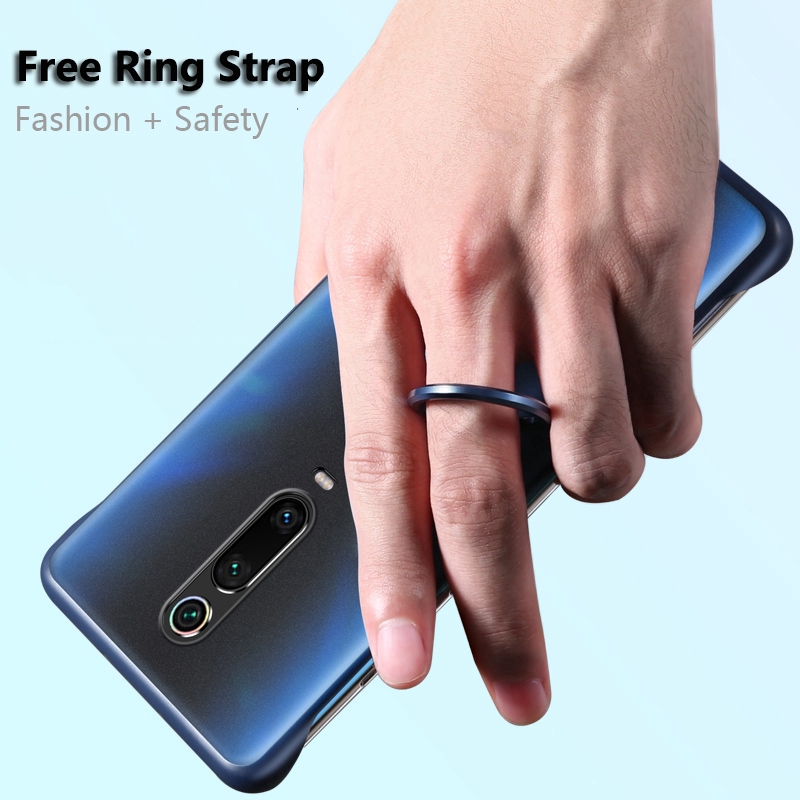 Frameless Casing Xiaomi Poco X3 NFC Mi Note 10 8 Lite 9 SE 9T Poco F2 Pro Pocophone F1 Frosted Phone Case Protective Back Cover + Free Ring Lanyard