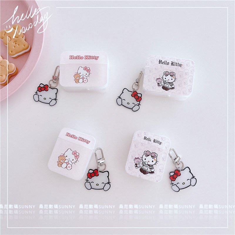 Vỏ Bảo Vệ Hộp Sạc Tai Nghe Airpods 2 3 Pro Bằng Silicon Hình Hello Kitty Dễ Thương