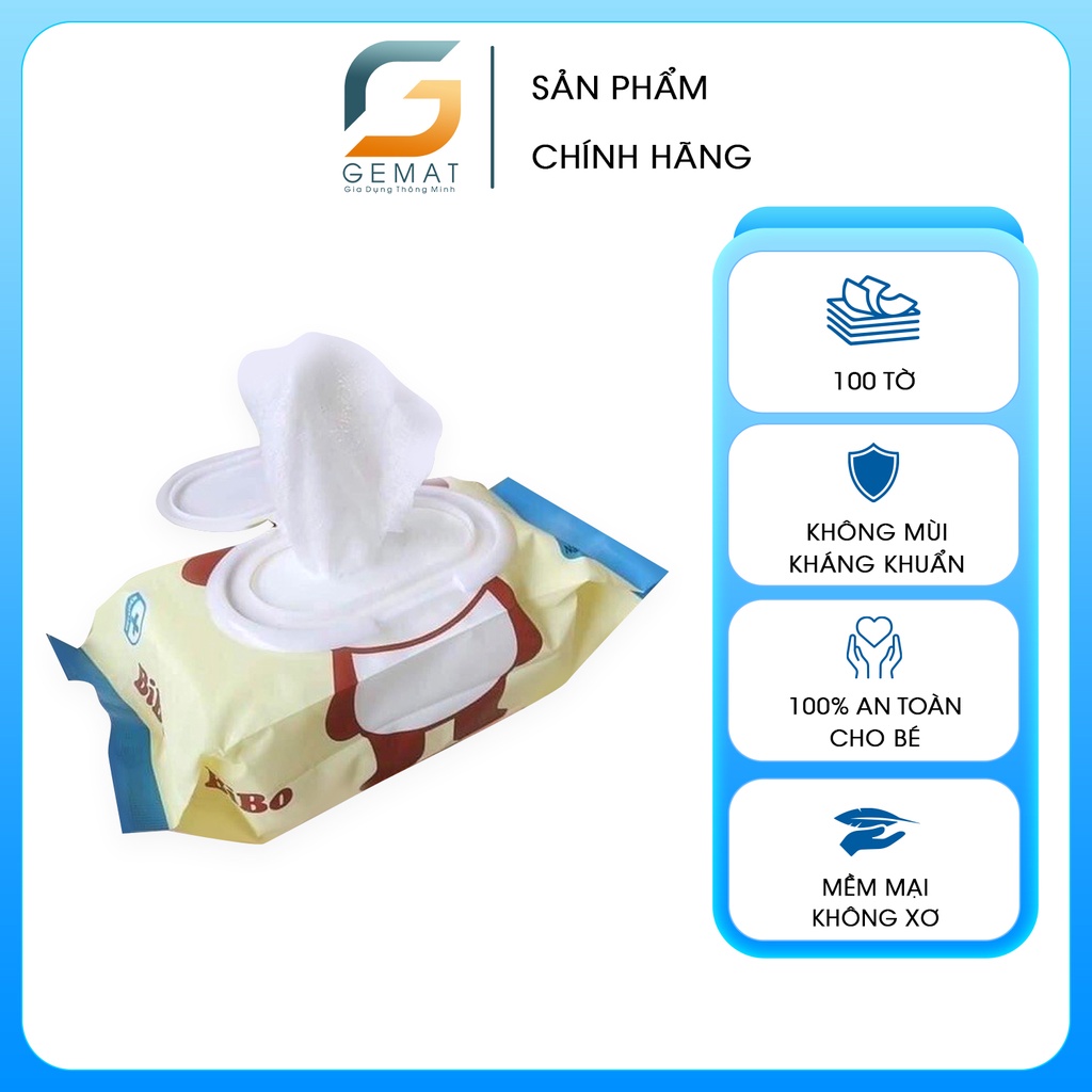 Khăn giấy ướt không mùi cho bé, khăn ướt em bé sơ sinh BiBo an toàn cho bé yêu