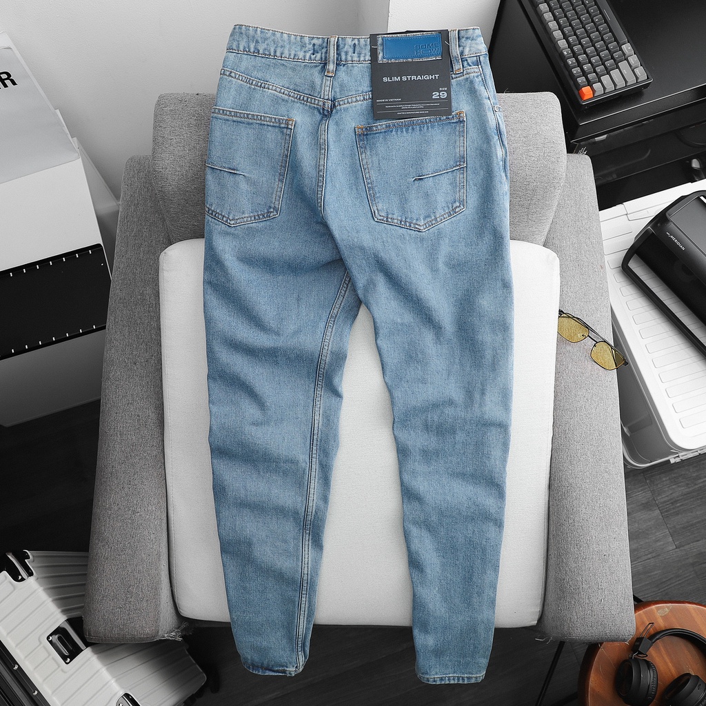 Quần Jean Nam ,  SlimStraight Slit Edge , Chất Denim Co giãn Dày Dặn , QJ003857,SOMEHOW