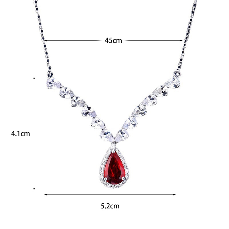 Vòng cổ Mặt Hình Cánh Thiên Thần Đính Đá Zircon Đỏ Thanh Lịch Dành Cho Nữ