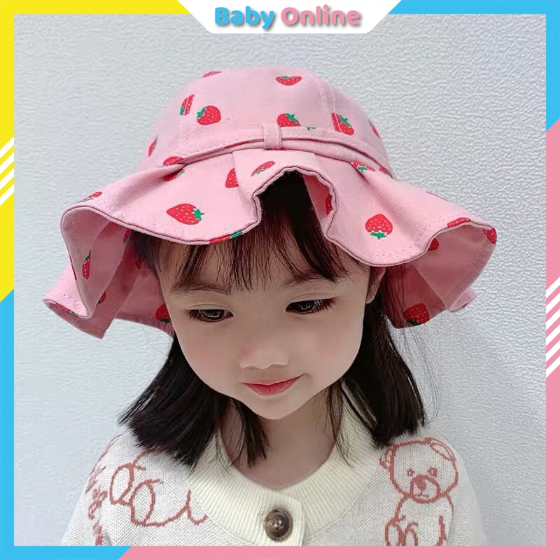 Mũ Trẻ Em Rộng Vành Cute Đáng Yêu Cho Bé gái Có Quai Dây Cho Bé Từ 2 - 6 Tuổi (M_RVBD)