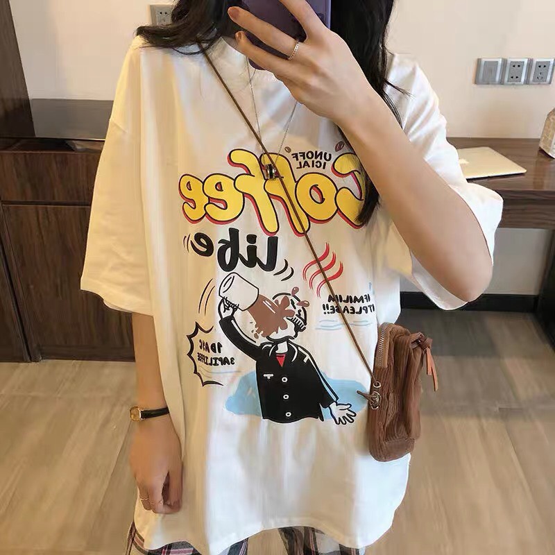 Áo thun tay lỡ coffe 2 màu Unisex