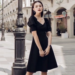 Đầm váy xoè cổ v basic 2 màu (kèm hình thật)