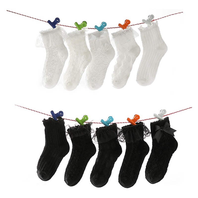 Vớ Cotton Mềm Mại Phối Ren Lưới Thoáng Khí Đính Nơ Thời Trang Xuân Hè Cho Bé Gái