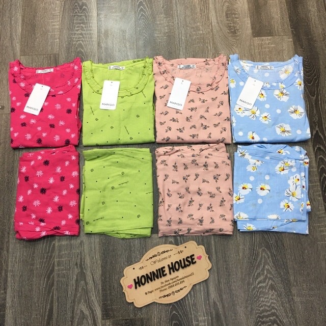 XẢ KHO- Bộ mặc nhà quần lỡ hoạ tiết chất thô đũi