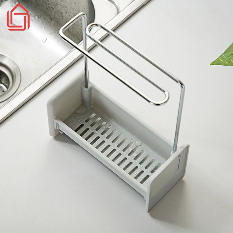 Kệ để đồ rửa chén kiêm giá treo khăn tay có khay hứng nước | Kệ để giẻ rửa bát tích hợp giá treo khăn tay - nhamoi