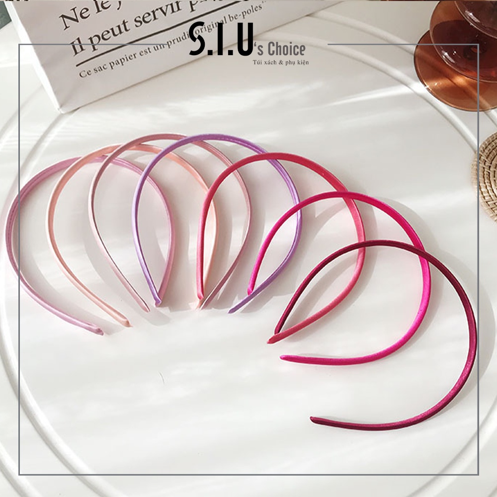 Bờm cài tóc lụa satin băng đô tóc trơn mảnh phong cách Hàn Quốc Siu's Choice-SIUPK8