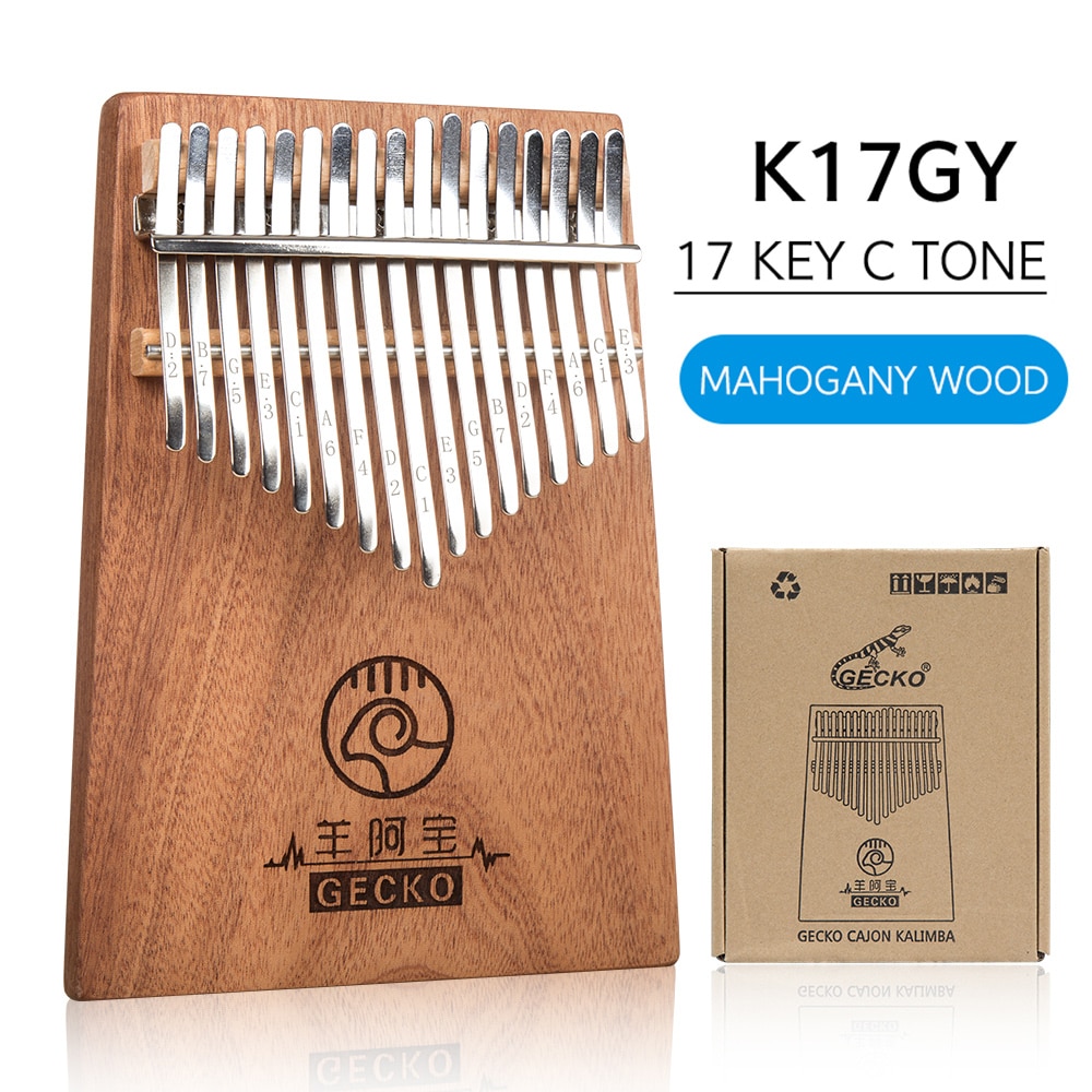 Gecko Kalimba 17 Phím Đầy Đủ Cứng Gỗ Gụ Phím C Giai Điệu Di Động Ngón Tay Cái Piano K17GY