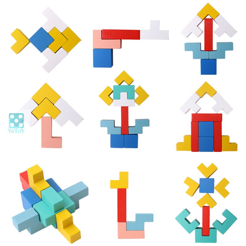 Đồ chơi xếp hình gỗ Tetris thông minh cho trẻ em (có giá đỡ để dựng)