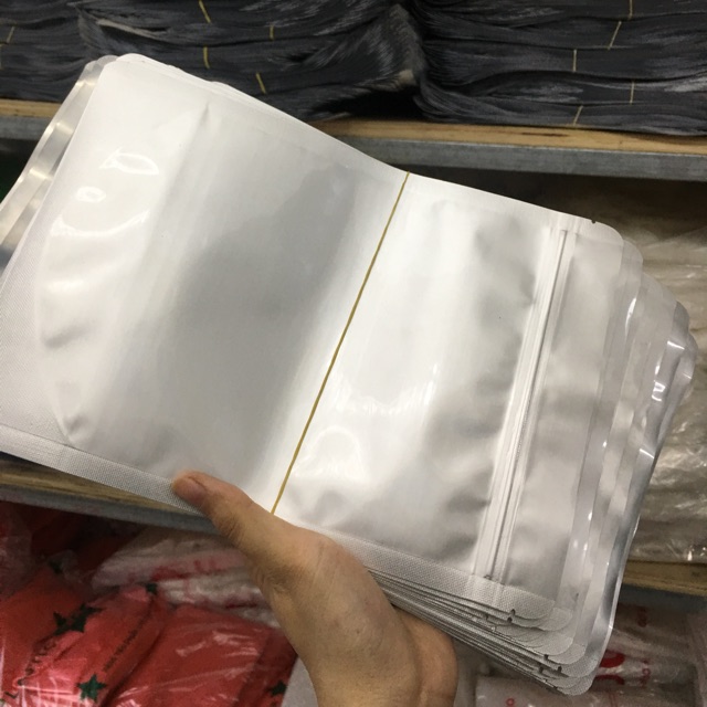 1kg zip ghép trong-bạc/Đựng 5 Lạng bột ( 18x26)