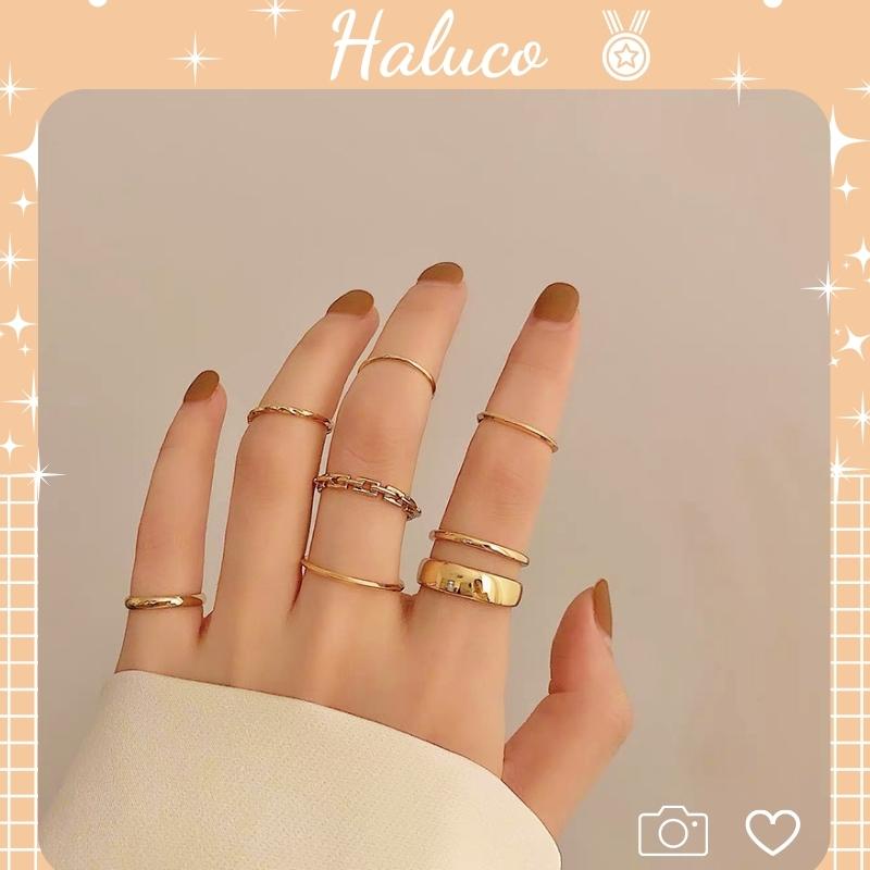 Set nhẫn nữ titan hàn quốc cá tính cao cấp không gỉ Haluco Accessories NN08