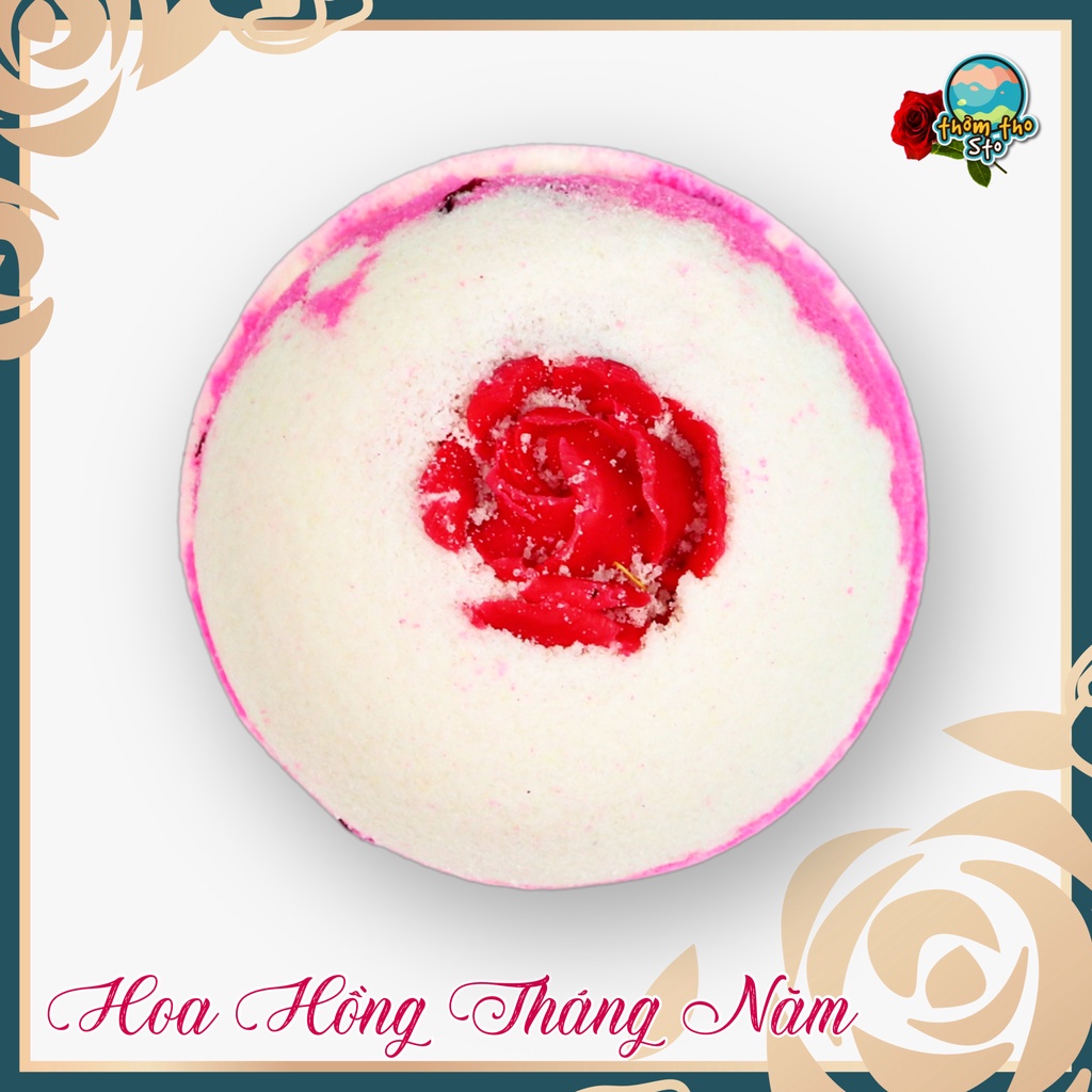 Bom tắm, viên sủi bồn tắm sủi bọt kem HOA HỒNG THÁNG NĂM bath bomb,170 gram