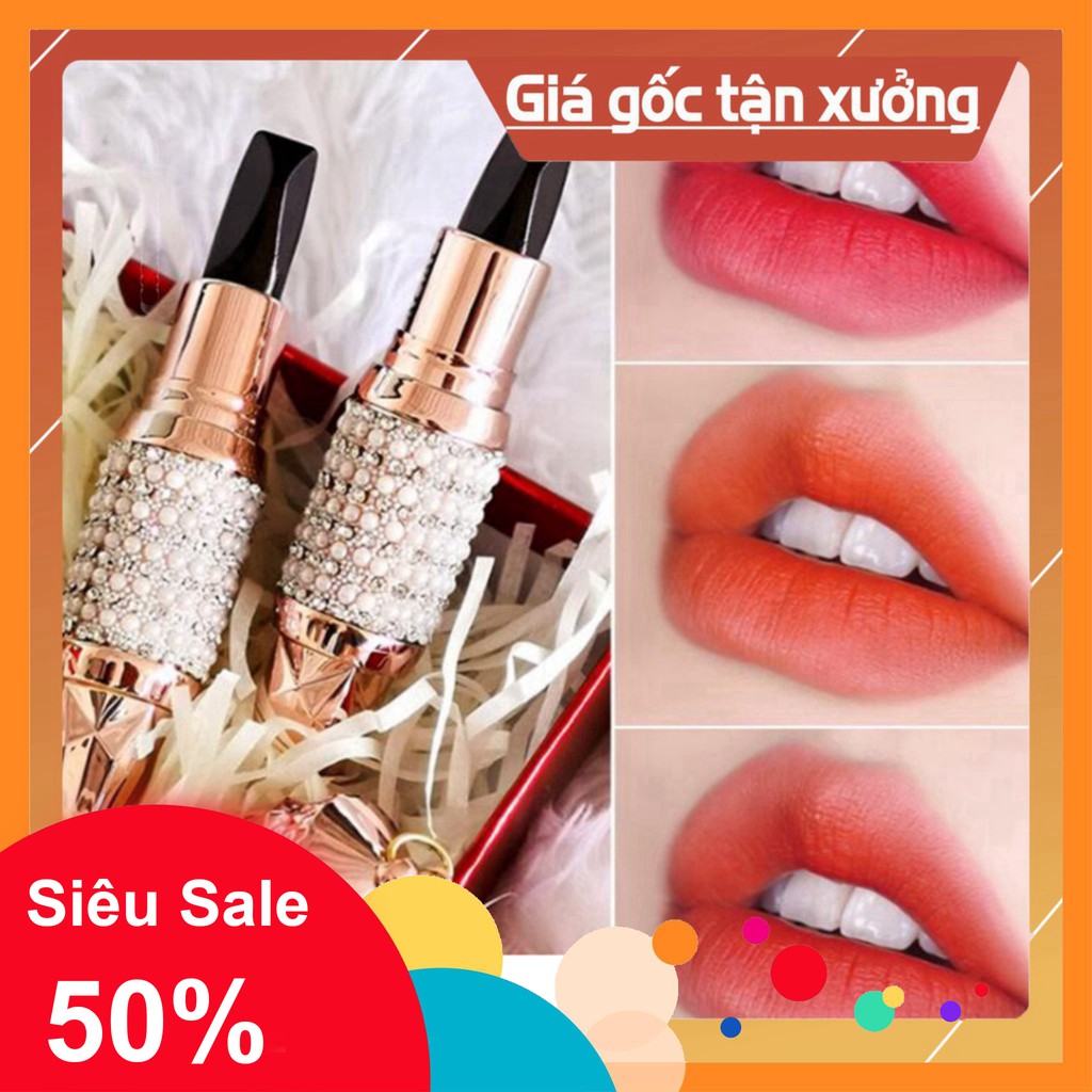 Son Kim Cương hình viên đạn 3 màu trong 1. Chống thấm chống nhòa Nữ hoàng của các loại son