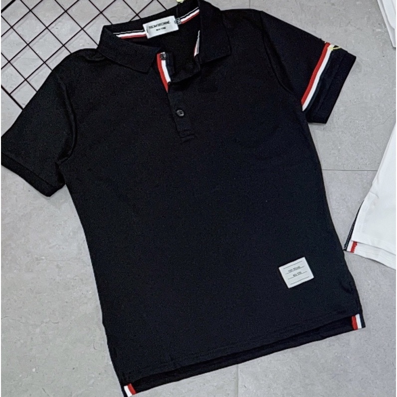 Áo polo có họa tiết kẻ viền thời trang nam, Áo cộc tay mùa hè có cổ phong cách hàn quốc btshop từ 45 đến 75 kg