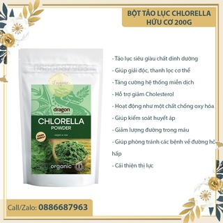 Bột Tảo Lục Chlorella Hữu Cơ Dragon Superfoods 200g