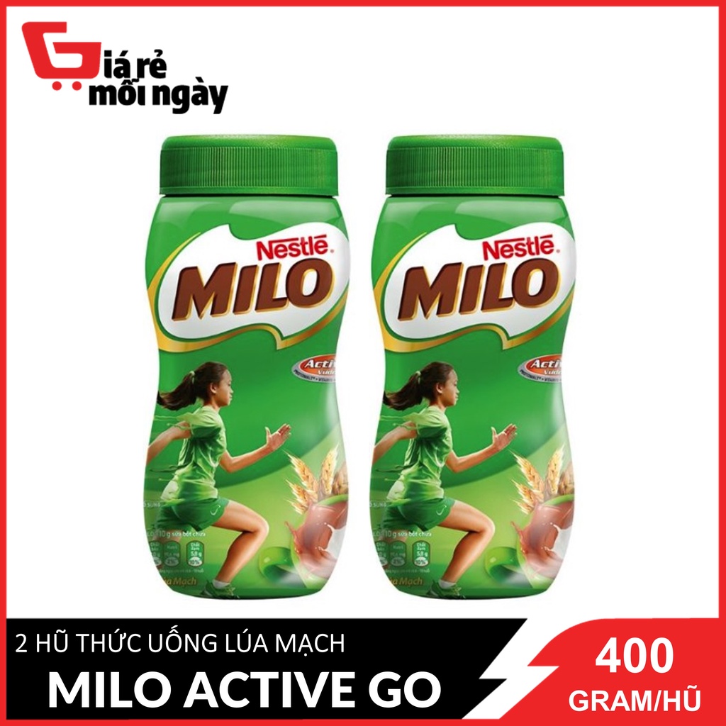 Combo 2 Hũ Bột thức uống lúa mạch Nestle Milo Active Go 400g / Hũ