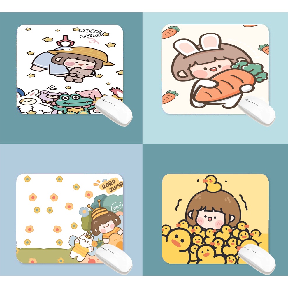 lót chuột roro jump LOTI30 bàn di chuột cute dễ thương pastel 20 x 24 cm