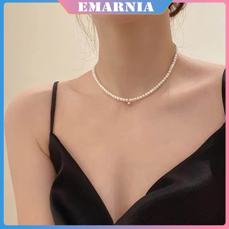 Vòng cổ cổ ngọc trai của hàn quốc choker cao cấp cao cấp trái banh vàng dây chuyền thời tiết dây chuyền dây chuyền mạng lưới vòng cổ đỏ dây chuyền