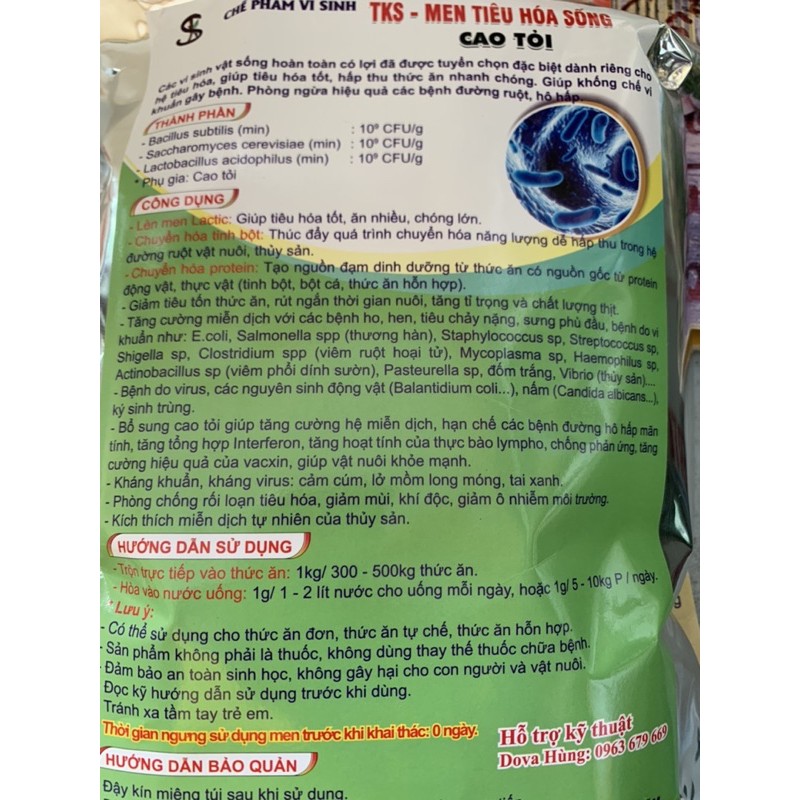 1 kg MEN TIÊU HOÁ SỐNG CAO TỎI - giúp tiêu hoá khoẻ, hấp thu tốt, giảm mùi hôi chuồng trại, tăng miễn dịch