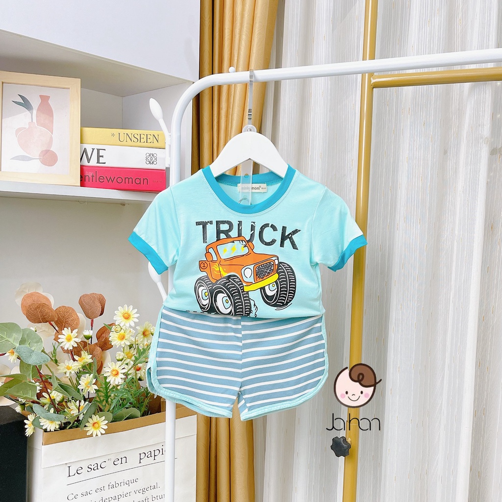 [SALE] Bộ Quần Áo Bé Gái, Bé Trai Minky Mom Vải Thun Lạnh Cá Mập Quần Kẻ, Bộ Cộc Tay Cho Bé Mặc Nhà MKM2243