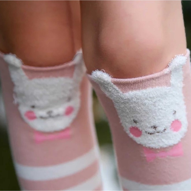 Đôi vớ sọc dài họa tiết hoạt hình dễ thương cho bé