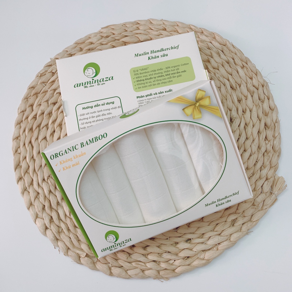 KHĂN SỮA SỢI TRE HÃNG ANMINAZA 25X25CM, 30X30CM