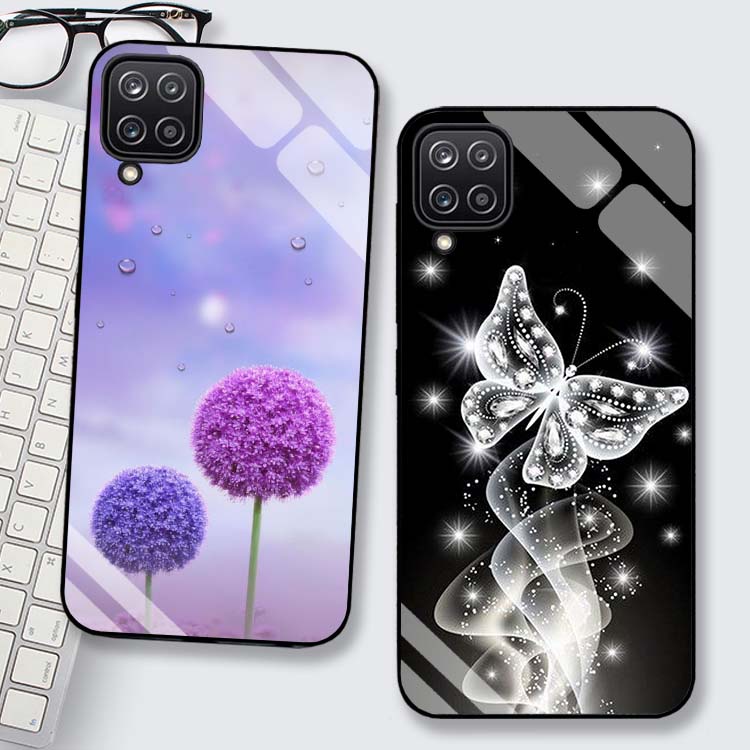 Ốp Lưng Samsung A12, A22 4G, A22 5G, M12, M22 Lưng kính cường lực Sang Trọng, Sáng Bóng